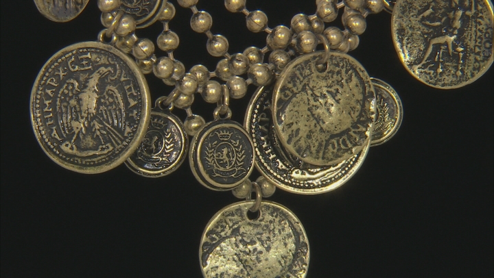 Multi Chain Antiqued Gold Tone Coin Necklace Video Thumbnail