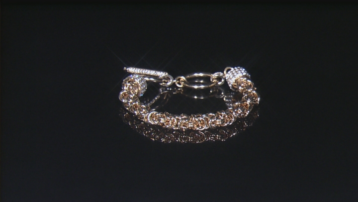 White Crystal Gold Tone Byzantine Link Bracelet Video Thumbnail