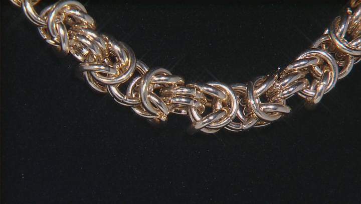 White Crystal Gold Tone Byzantine Link Necklace