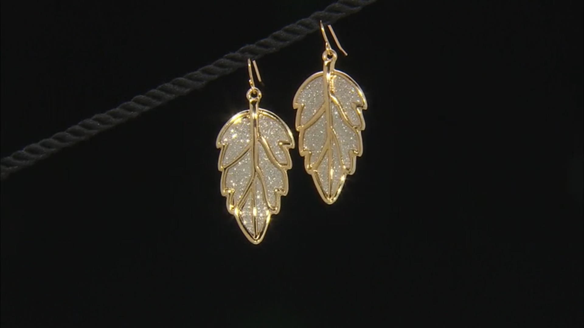 Silver Shimmer Gold Tone Leaf Dangle Earrings Video Thumbnail