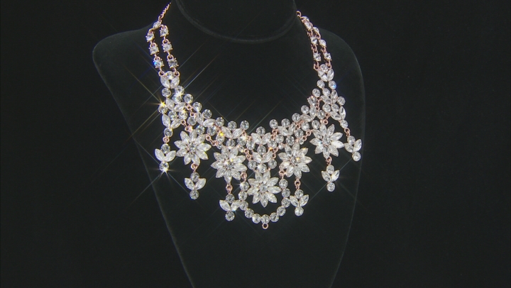 Off Park ® Collection White Crystal Rose Tone Statement Necklace Video Thumbnail