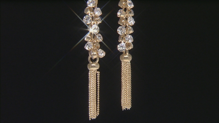 Off Park ® Collection White Crystal Gold Tone Tassel Dangle Earrings Video Thumbnail