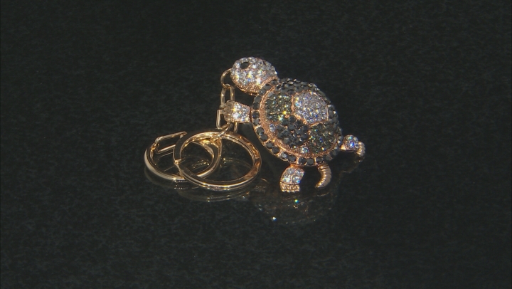 Multicolor Crystal Gold Tone Turtle Key Chain Video Thumbnail