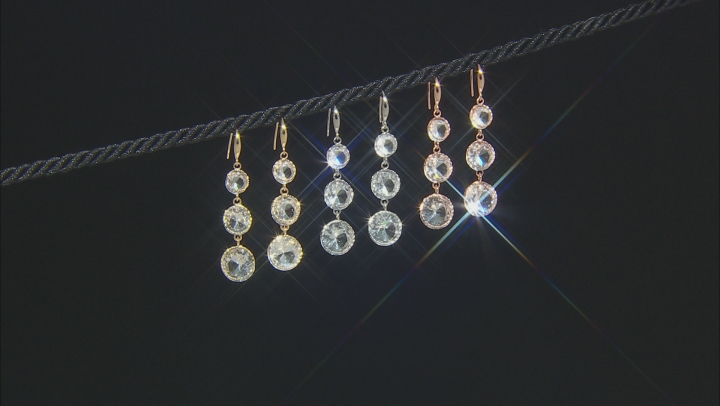 White Crystal Tri-Color Set Of 3 Drop Earrings Video Thumbnail