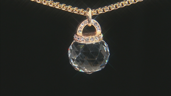 White Crystal Gold Tone Drop Necklace Video Thumbnail