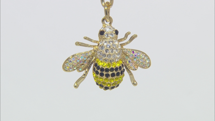 Multi-color Crystal Gold Tone Bee Key Chain Video Thumbnail