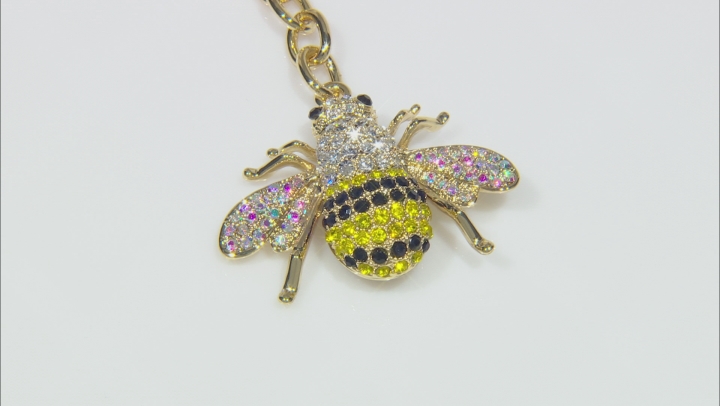 Multi-color Crystal Gold Tone Bee Key Chain Video Thumbnail