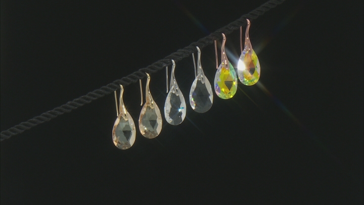 Multi-Color Crystal Tri- Color Set of 3 Drop Earrings Video Thumbnail