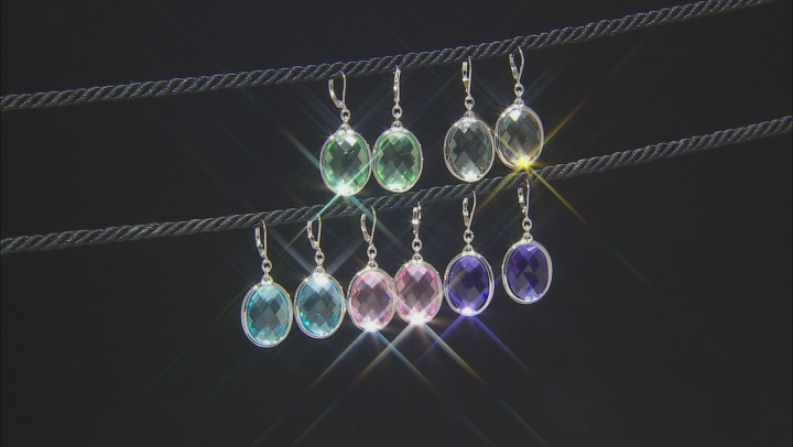 Multi-color Crystal Silver Tone Earring Set of 5 Video Thumbnail