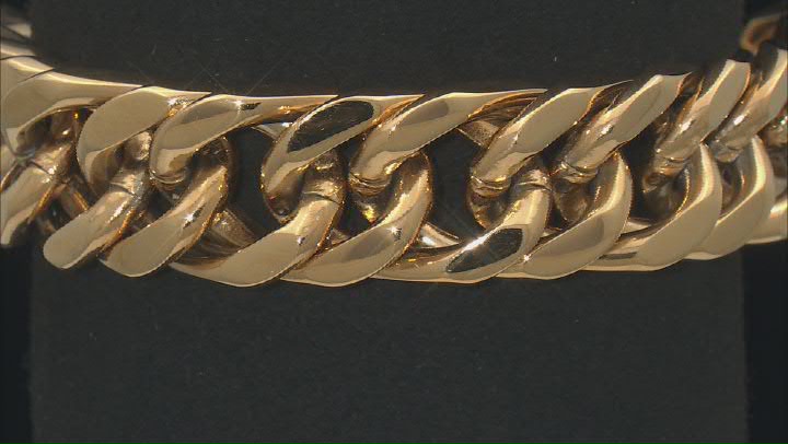 Gold Tone Curb Link Chain Bracelet Video Thumbnail