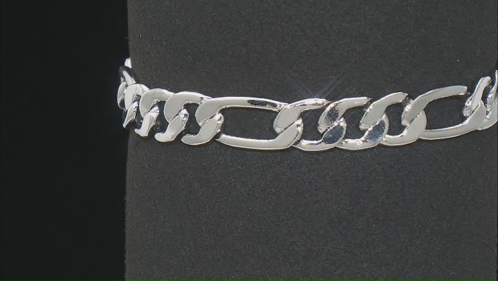 Silver Tone Curb And Oval Link Mens Chain Bracelet Video Thumbnail