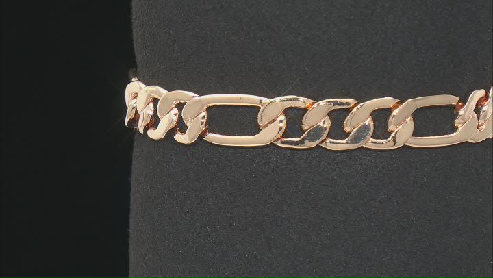 Gold Tone Curb And Oval Link Mens Chain Bracelet Video Thumbnail