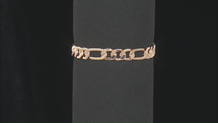 Gold Tone Curb And Oval Link Mens Chain Bracelet Video Thumbnail
