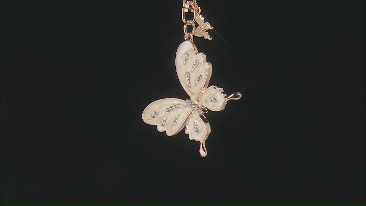 White Crystal Gold Tone Butterfly Key Chain Video Thumbnail