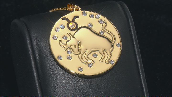 White Crystal Gold Tone "Taurus" Necklace