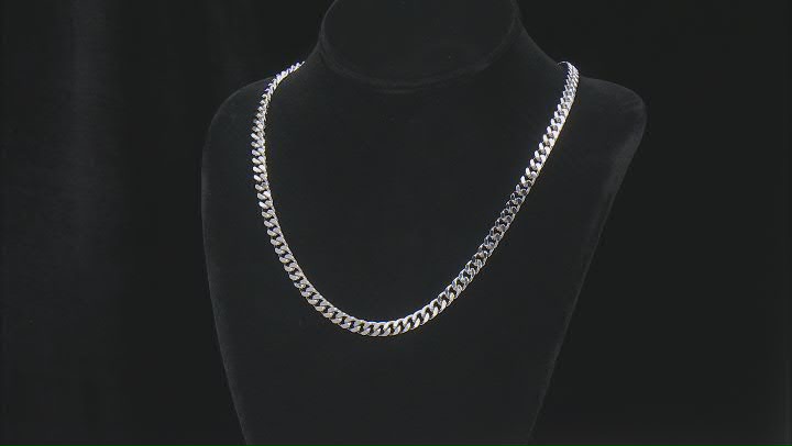Silver Tone Mens Curb Link Chain Necklace Video Thumbnail
