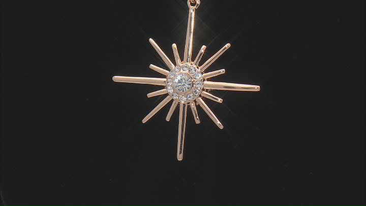 Round White Crystal Gold tone Star Necklace Video Thumbnail