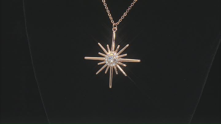 Round White Crystal Gold tone Star Necklace Video Thumbnail