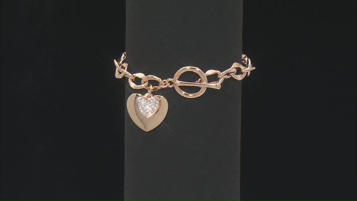 White Crystal Gold Tone Double Heart Bracelet Video Thumbnail