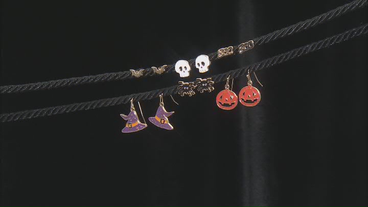 Gold Tone Halloween Earring Set of 6 Video Thumbnail