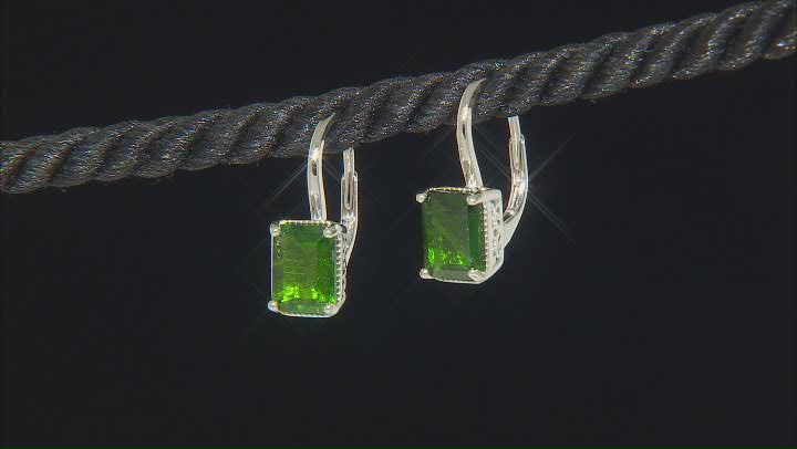 Green Chrome Diopside Rhodium Over Sterling Silver Earrings 2.79ctw Video Thumbnail