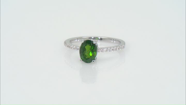 Green Chrome Diopside With White Zircon Rhodium Over Sterling Silver Ring 1.19ctw Video Thumbnail