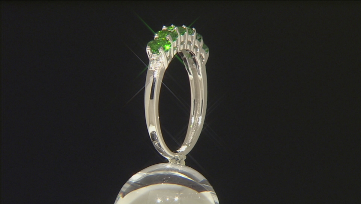 Green Chrome Diopside Rhodium Over Sterling Silver Band Ring .97ctw. Video Thumbnail