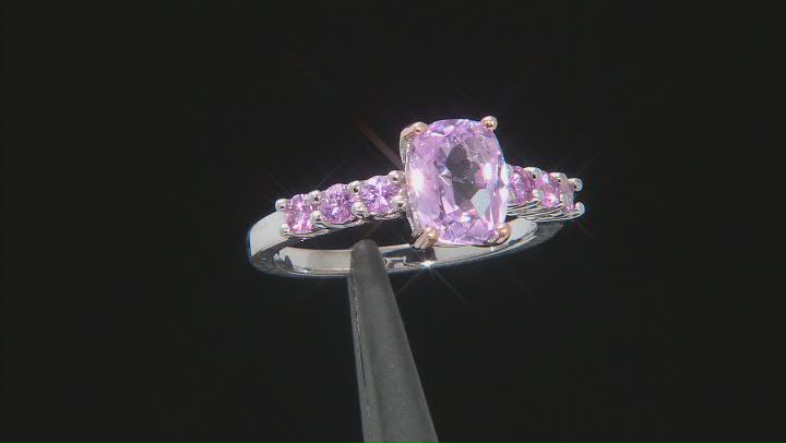 Pink Kunzite Rhodium Over Sterling Silver Ring 2.70ctw Video Thumbnail