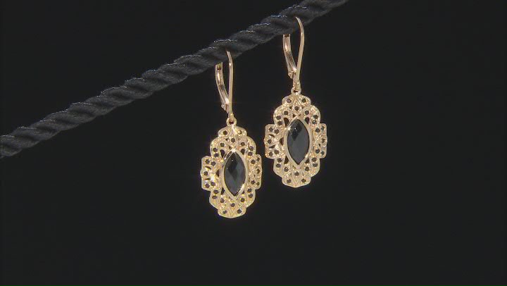 Black Spinel 18k Yellow Gold Over Sterling Silver Earrings 2.01ctw Video Thumbnail