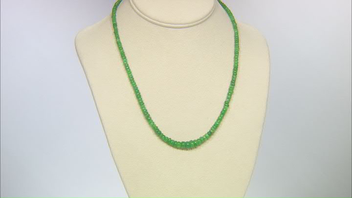 Green Beryl Rhodium Over Sterling Silver Beaded Necklace Video Thumbnail