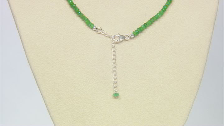 Green Beryl Rhodium Over Sterling Silver Beaded Necklace Video Thumbnail