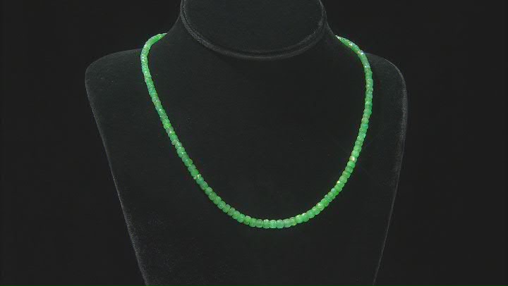 Green Emerald 18K Yellow Gold Over Sterling Silver Beaded Graduated Necklace