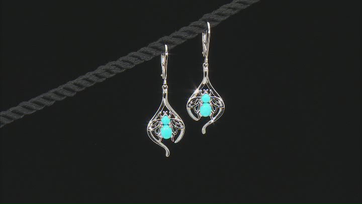 Blue Sleeping Beauty Turquoise Rhodium Over Sterling Silver Earrings Video Thumbnail