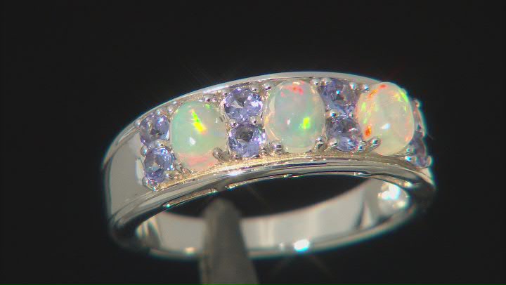 Multicolor Ethiopian Rhodium Over Silver Band Ring .95ctw Video Thumbnail