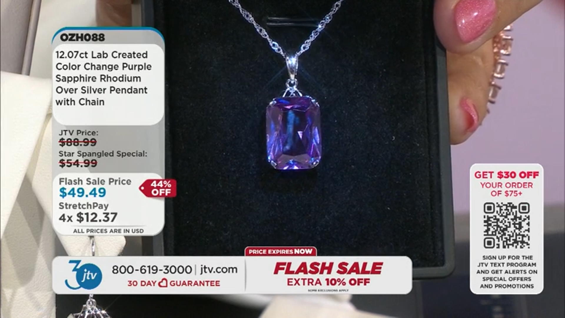 Purple Lab Created Color Change Sapphire Rhodium Over Silver Pendant With Chain 12.07ct Video Thumbnail