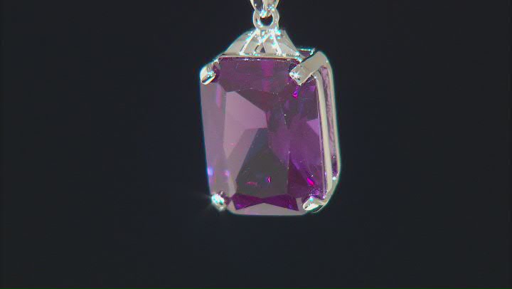 Purple Lab Created Color Change Sapphire Rhodium Over Silver Pendant With Chain 12.07ct Video Thumbnail