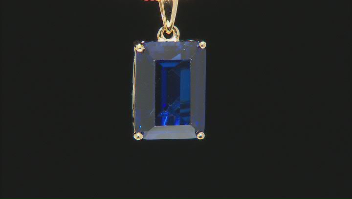 Blue Lab Created Sapphire 18k Yellow Gold Over Silver Pendant With Chain 9.28ct Video Thumbnail