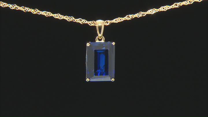 Blue Lab Created Sapphire 18k Yellow Gold Over Silver Pendant With Chain 9.28ct Video Thumbnail