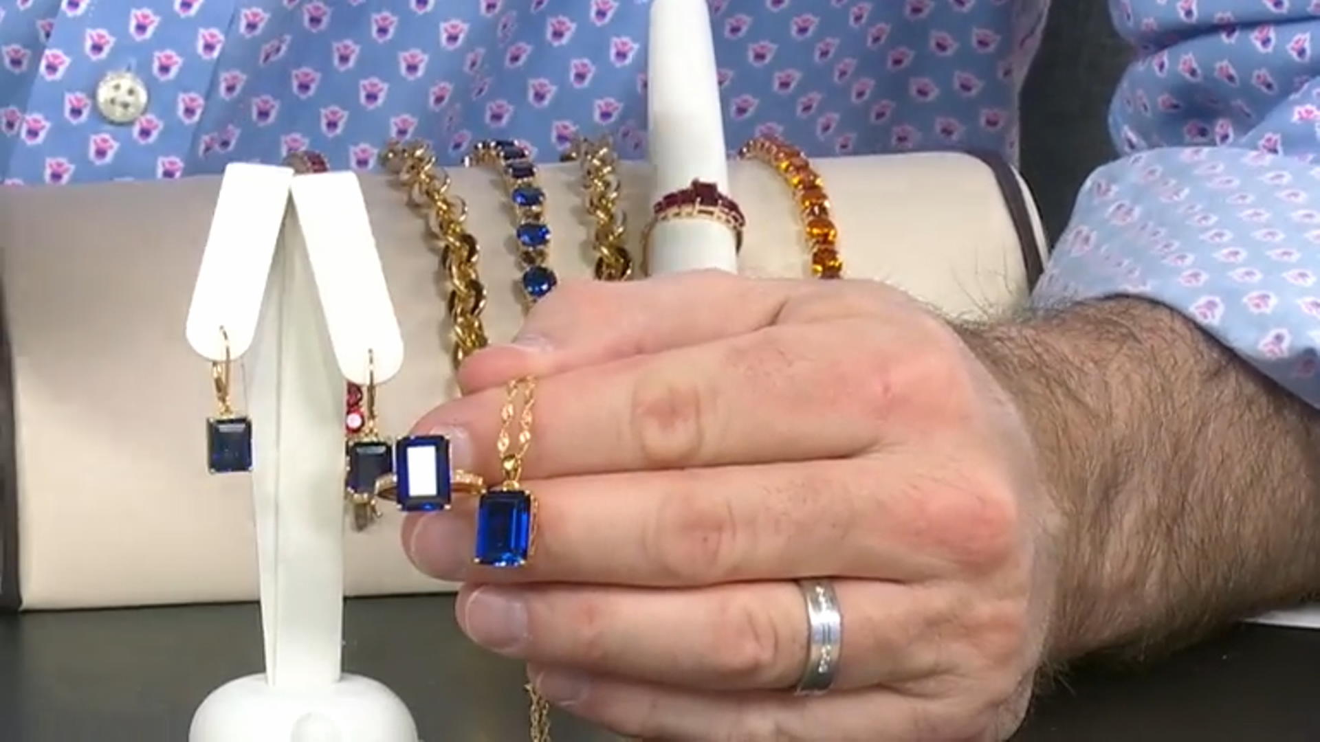 Blue Lab Created Sapphire 18k Yellow Gold Over Silver Earrings 8.30ctw Video Thumbnail