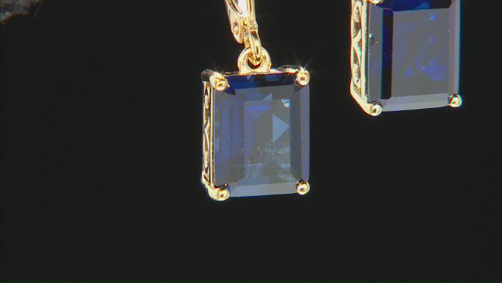 Blue Lab Created Sapphire 18k Yellow Gold Over Silver Earrings 8.30ctw Video Thumbnail