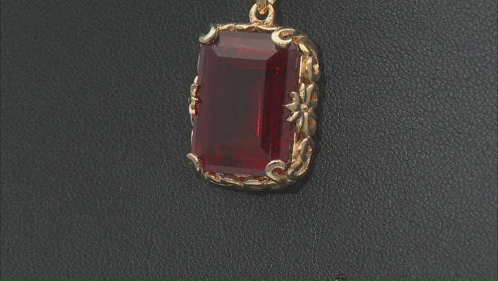 Lab Created Ruby 18k Yellow Gold Over Silver Pendant With Chain 14.45ct Video Thumbnail