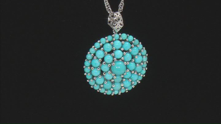 Blue Sleeping Beauty Turquoise Rhodium Over Sterling Silver Pendant With Chain Video Thumbnail