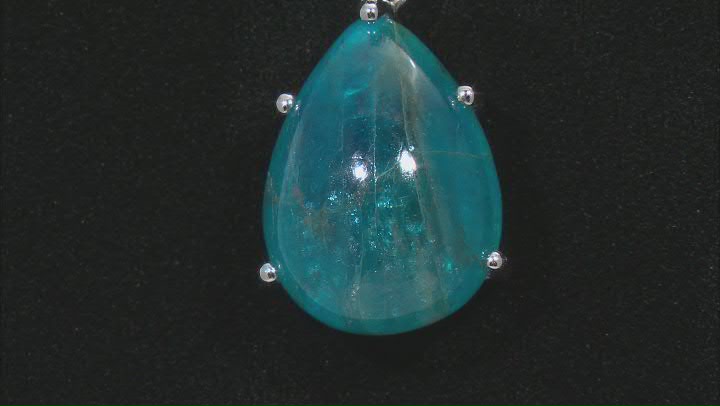 Blue Apatite Rhodium Over Sterling Silver Solitare Pendant with Chain Video Thumbnail