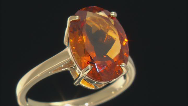 Orange Madeira Citrine 18k Yellow Gold Over Sterling Silver Solitaire Ring 4.66ct Video Thumbnail