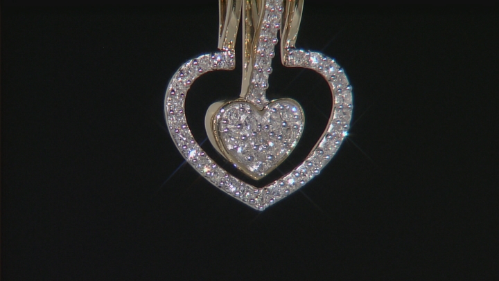 White Diamond 14k Yellow Gold Heart Pendant With 18" Rope Chain 0.22ctw