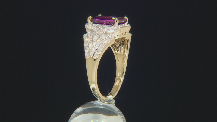 Grape Color Garnet And White Diamond 14k Yellow Gold Ring 3.07ctw Video Thumbnail