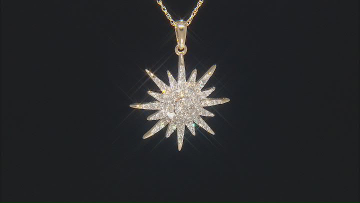 White Diamond 14k Yellow Gold Celestial Pendant With 18" Rope Chain 0.75ctw Video Thumbnail
