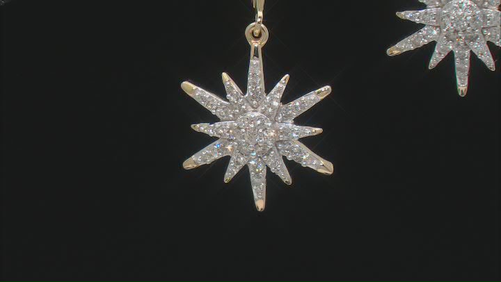 White Diamond 14k Yellow Gold Celestial Dangle Earrings 0.80ctw Video Thumbnail