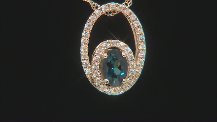 Indicolite Blue Tourmaline And White Diamond 14K Yellow Gold Pendant With 18 Inch Rope Chain 0.60ctw Video Thumbnail