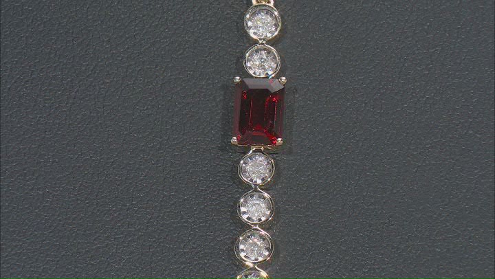 Red Garnet And White Diamond 14k Yellow Gold Pendant With 18" Rope Chain 1.30ctw Video Thumbnail